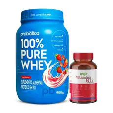 100% Pure Whey 900g Probiotica + Vitamina B12 C30 Cáps WeFit
