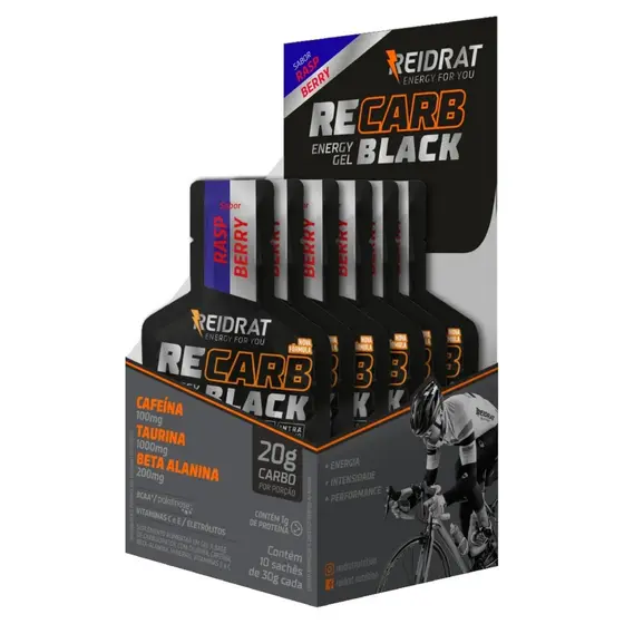Recarb Energy Gel Black Caixa Com 10 Unidades de 30g Reidrat Nutrition Rapsberry