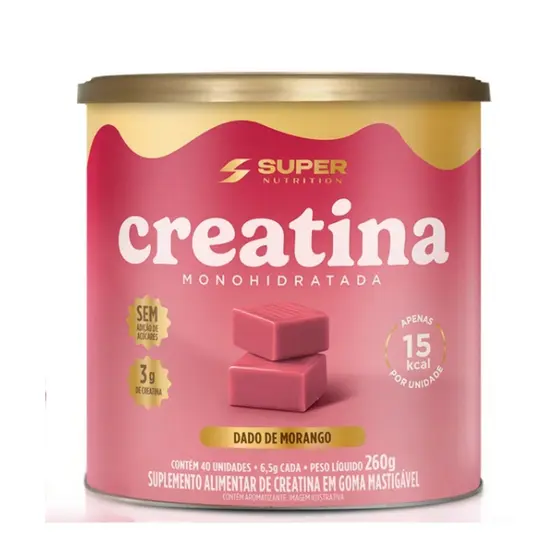 Dado De Creatina Pote Com 40 Unidades Super Nutrition Morango