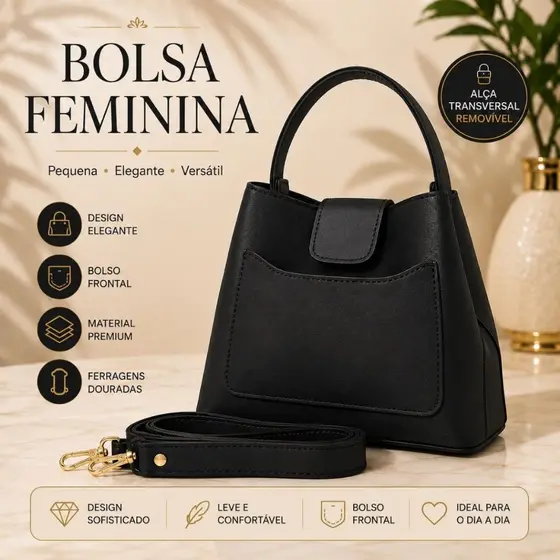 Bolsa Saquinho Feminina De Mão e Transversal Com Bolso Externo WilliBags