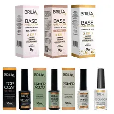 Brilia Nails Preparadores & Finalizador Alongamento Unhas Capa Base Clear Primer Adesivador Primer Ácido - Escolha o Seu