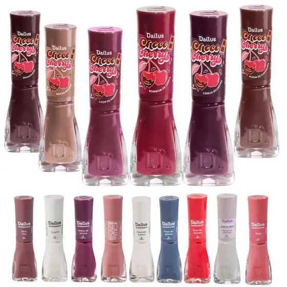 Dailus Esmaltes Pipoca Doce Choco Cherry Taça de Cristal Coleção do Amor Mohda Base Nail Bond Express - Escolha o Seu