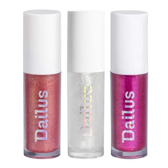 Dailus Lip Glitter Ultra Brilhante Hidrata Vegano Ácido Hialurônico Pantenol e Vitamina E - Escolha o Seu