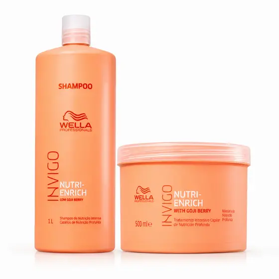 Kit Wella Professionals Invigo Nutri-Enrich Shampoo 1L + Máscara 500ml | Nutrição Profunda para Cabelos Secos e Ressecad