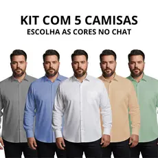 Kit 5 Camiseta Social Extra Grande Manga Longa Camisa Social Plus Size Camisa Masculina Social Blusa Social Plus Size