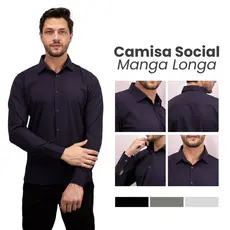Camisa Social Masculino Manga Longa Plus Size Camisa Social Blusa Social Manga Longa Slim Lisa