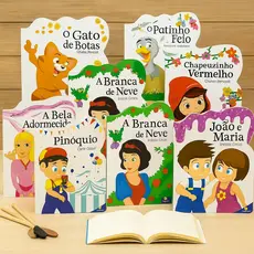 Coleção Tesouros Clássicos – 8 Histórias Infantis em Livros Coloridos e Didáticos - Contos de Fadas Clássicos- Kit