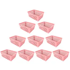 Kit com 10 Cestos Organizadores Multiuso Rosa 16x12x6Cm Organizador Para Gaveta de Bebê Armário e Maquiagem