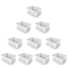 Kit 10 Cestos Organizadores Multiuso Branco 16x12x6Cm Organizador Gaveta de Bebê e Maquiagens