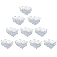 Kit 10 Cestos Organizadores Multiuso Transparente 16x12x6Cm Organizador Gaveta de Bebê, Geladeira e Maquiagens