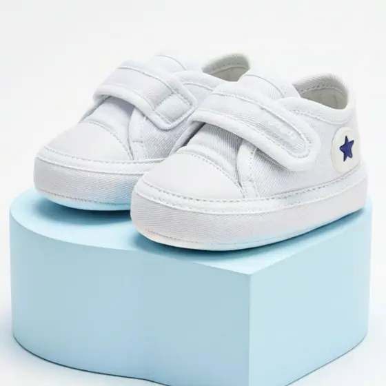 Tênis Bebê Menino Infantil masculino Branco estrela star Comfort