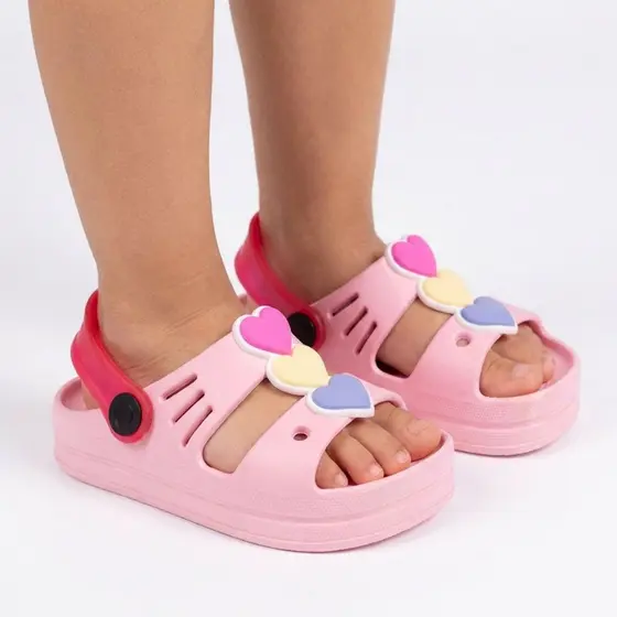 Sandália Papete Babuche Infantil Menina love pink volta aulas escolar verao
