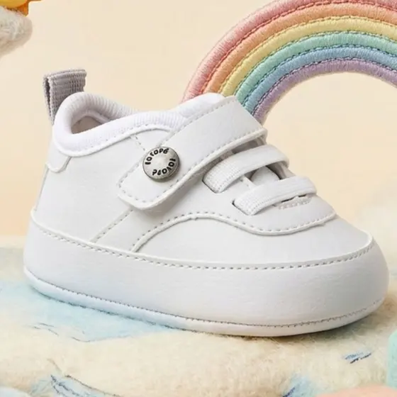 Tênis Bebê Menino Casual com Elástico Branco Outono Inverno