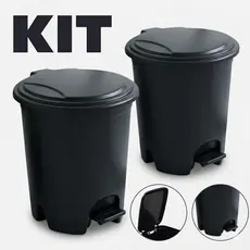 Kit 2 Lixeira Banheiro Pedal 7 Litros Plástico Escritório Lixeira Banheiro Escritório Cozinha