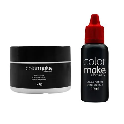 Kit Maquiagem Artística Halloween Massa de Caracterização + Sangue Artificial