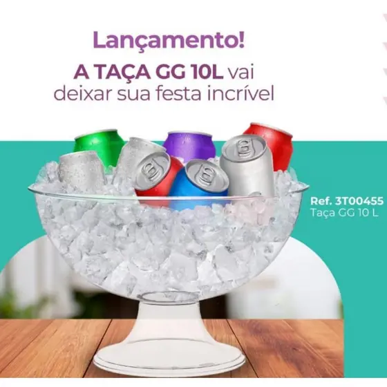 Taca Gigante Acrilica Cristal 10 litros para Doces, Sobremesa, Bomboniere, festa em geral  A Gigantona da tres triangulo
