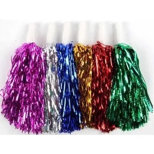 Kit C/ 2 Pompom Metalizado Líder De Torcida Festa Show Cores