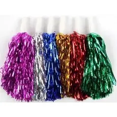 Kit C/ 2 Pompom Metalizado Líder De Torcida Festa Show Cores