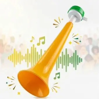Vuvuzela Corneta  Amarela Verde e Branca 28cm - Ideal Para Torcida, Jogos, Estádio, Copa do Mundo, Brasil