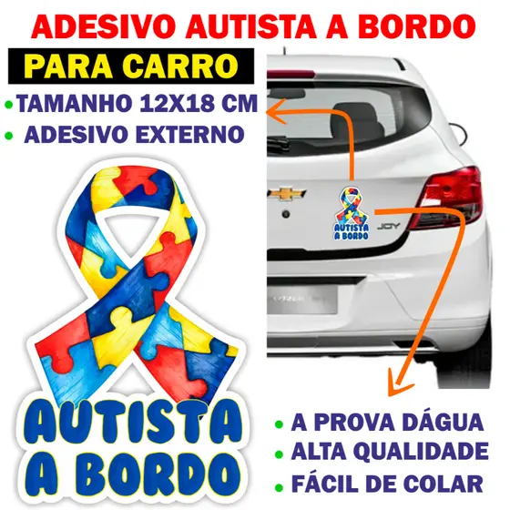 Adesivo Autista a Bordo Para Carro - ENVIO IMEDIATO - Autismo - Vinil Automotivo