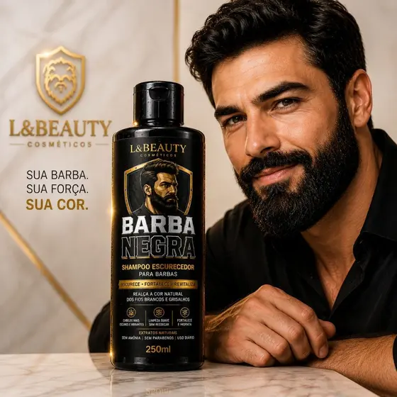 Shampoo Escurecedor Barba Cabelo 250ml Reduz Fios Brancos - L&Beauty