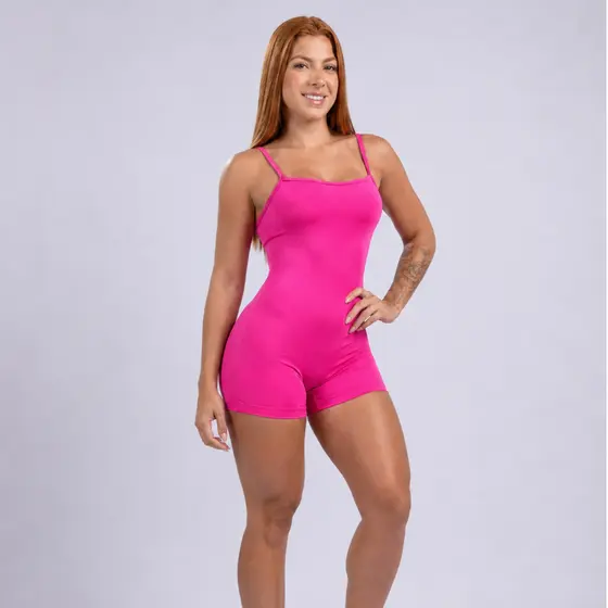 Macaquinho Slim Alcinha Academia Sem Transparência Fitness Crossfit Macacão curto