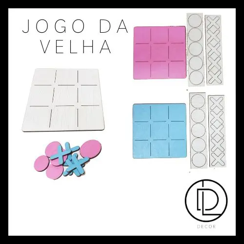 Kit 15 Tabuleiros Jogo da Velha 10cm / Tabuleiro em MDF para Lembrancinhas de Festa