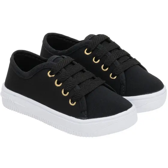 Tênis Infantil Casual Menino Menina Escola Unissex Confortável Macio Leve Oferta Promoção Preto