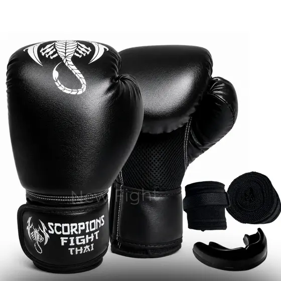 Kit Luva De Boxe + Bandagem + Bucal Muay Thai Kickboxing Treino