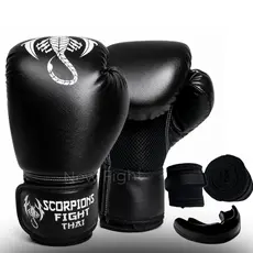 Kit Luva De Boxe + Bandagem + Bucal Muay Thai Kickboxing Treino