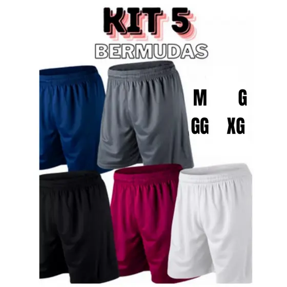 KIT 5 BERMUDAS Calção Para Academia Futebol Caminhada E Ginastica