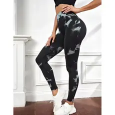 Legging academia preta marmorizada empina bumbum