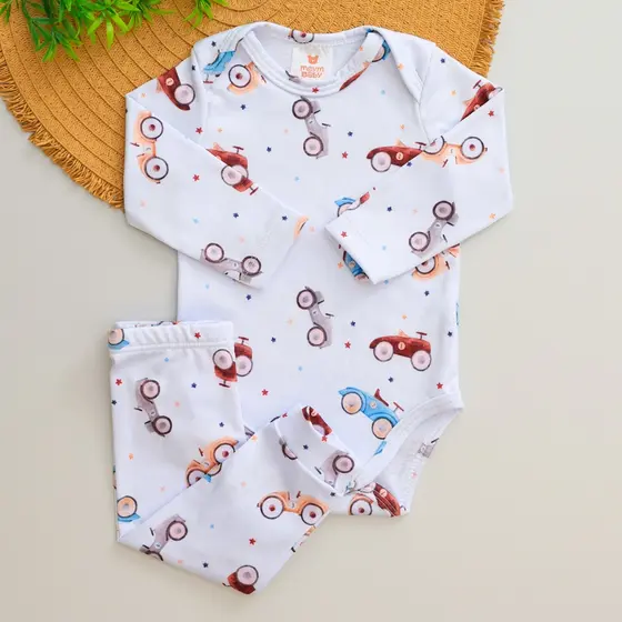 Conjunto Térmico Bebê Infantil Carrinho Pagão Longo Quentinho Inverno Menino