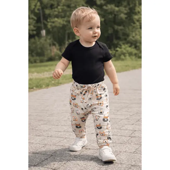 Calça Infantil Canelada Marrom Bichinhos
