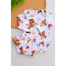Conjunto Térmico Bebê Pagão Longo Urso Corações