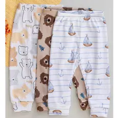 Kit 3 Calça Bebê Masculina Canelada e Estampada