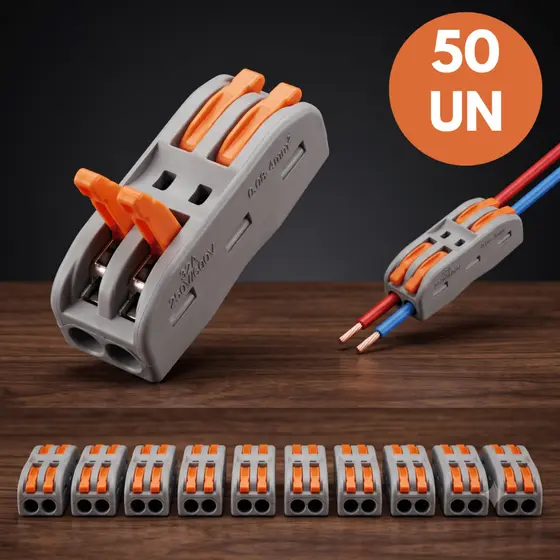 Kit Conector de Fio Elétrico Conector Emenda Rápida Para Chuveiro 2 e 4 Vias Alavanca Reutilizável Durável AntiChama