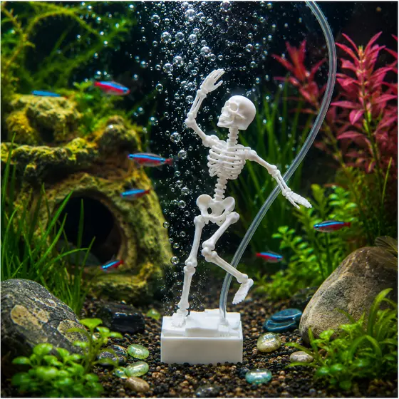 Esqueleto Dançarino para Aquário Enfeite Articulado Decoração Peixes 3D