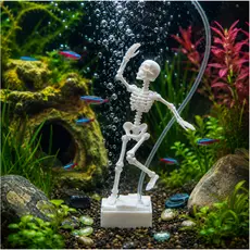 Esqueleto Dançarino para Aquário Enfeite Articulado Decoração Peixes 3D