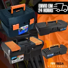 Kit 4 Maletas de Ferramentas Plástica Organizadora Resistente Grande Pequena Oficina Profissional