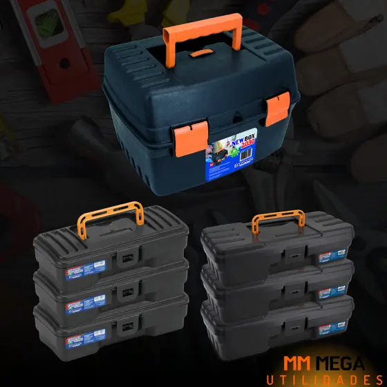 Kit 7 Caixas Plástica Resistente Organizadora Maletas De Ferramentas Eletricistas Maleta Grande