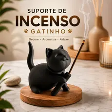 Suporte de Incenso Incensário Gatinho Decorativo Porta Minimalista Moderno Casa Banheiro Sala