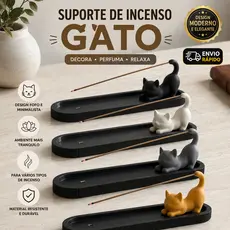 Porta Incenso Incensário Queimador Gato Moderno Decorativo Suporte