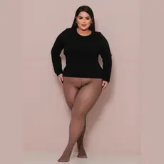 Meia Calça Plus Size Marrom Térmica Feminina Peluciada Inverno Quente Conforto