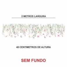 Adesivo de Parede Infantil Cascata flores e borboletas (Decoração) sem fundo 2x48 - Algidecor