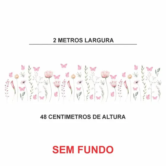 Adesivo de Parede em Recorte sem fundo flores supensas jardim Tulipa 200x48cm - Algidecor