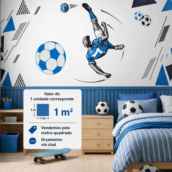 Papel de parede futebol bola com fundo - Valor pelo metro quadrado - Algidecor