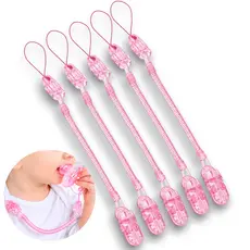 Prendedor Chupeta Crianca 5 Und Kit Pratico Antiqueda Evita Sujeira Mola Flexivel Bebe Recem Nascido
