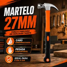 Martelo Unha Profissional Com Cabo Emborrachado Cabeça 27mm Portátil
