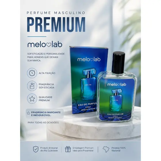 PERFUMES MELO LAB PREMIUM- ALTA FIXAÇÃO - MASCULINO 100 mL - FRASCOS DE VIDRO!!!